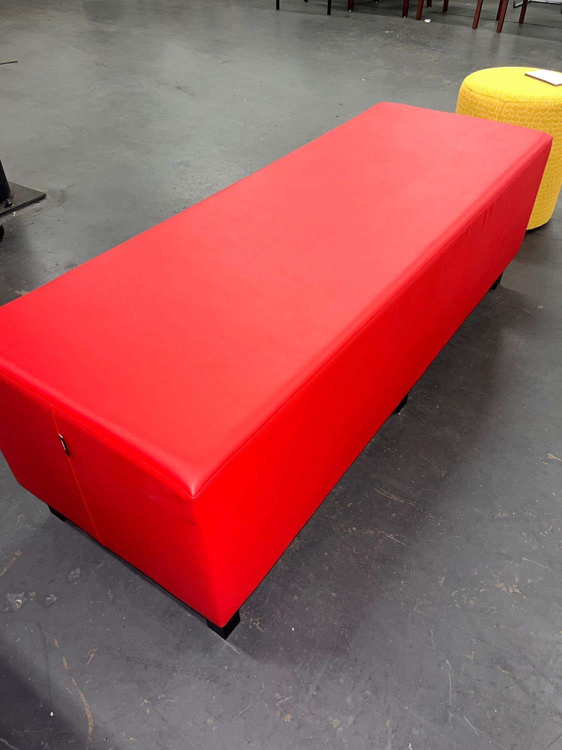 New/Discontinued Rectangle Red Vinyl Ottoman