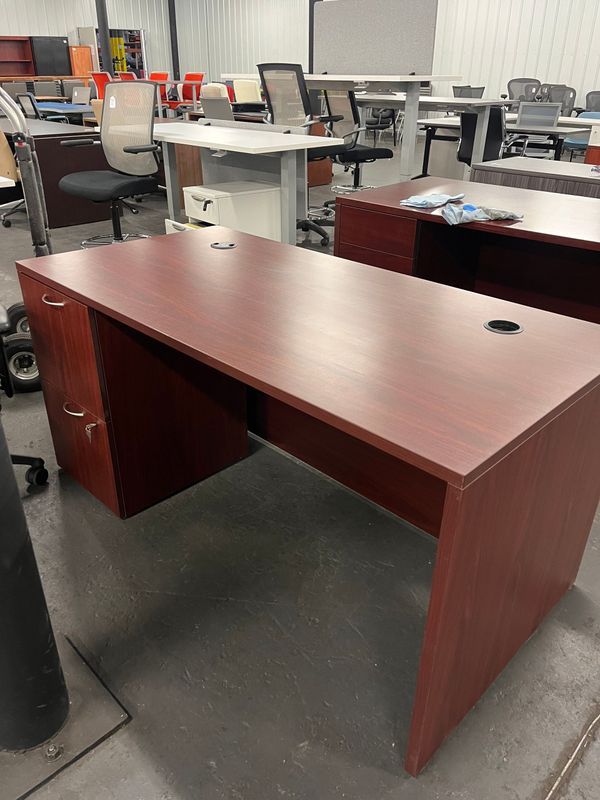30X60 Mahogany Desk w/ Double Filing Ped