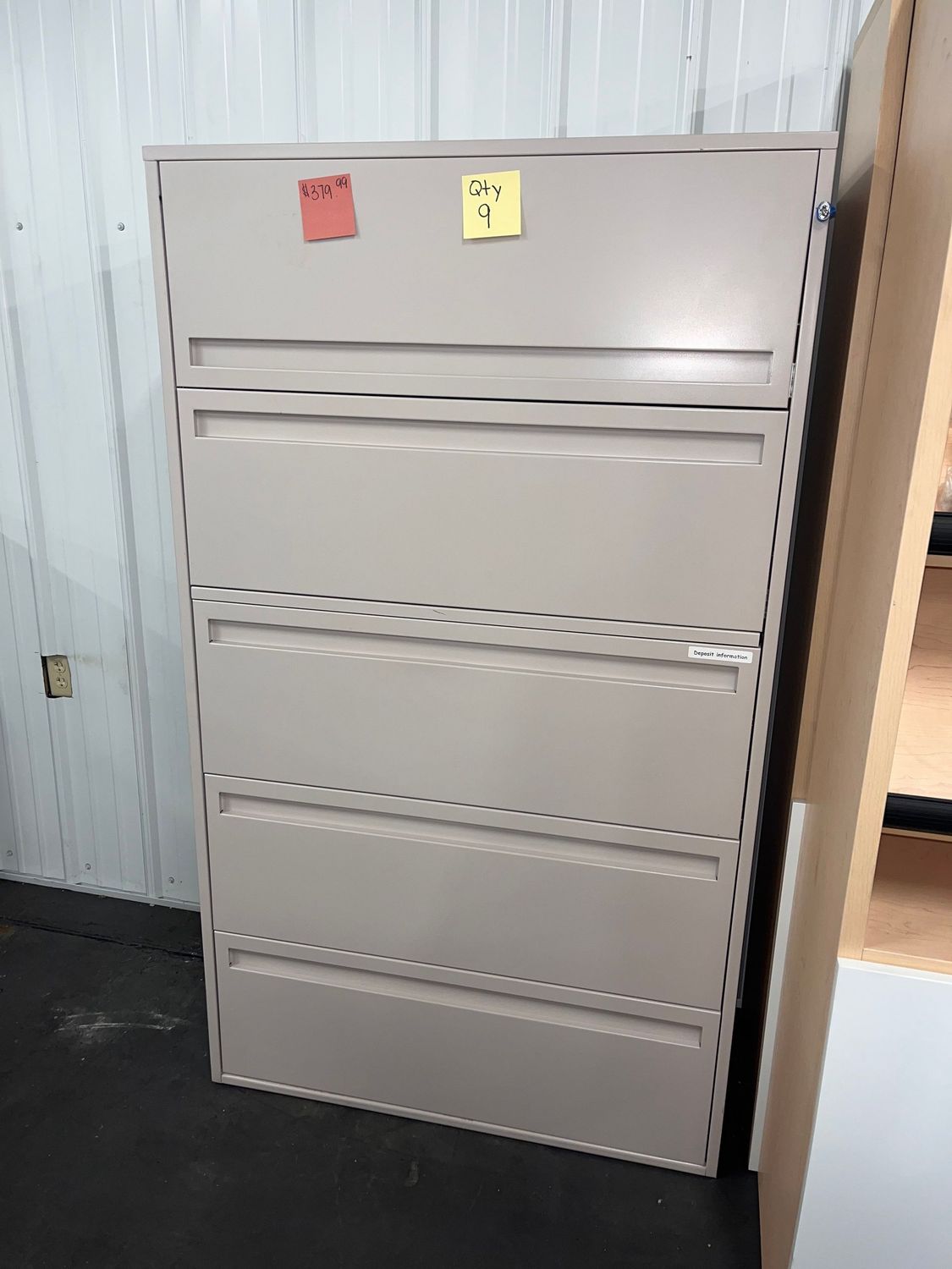 36" 5 Drawer Lateral Files - No Keys