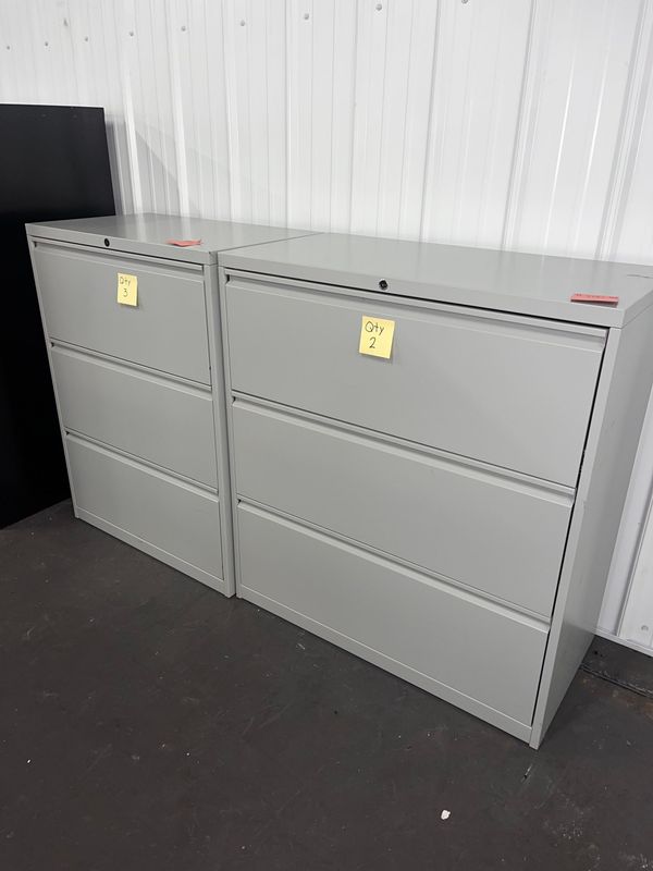 3 Drawer Lateral Files - No keys *3) 30" wide 2) 36" Wide