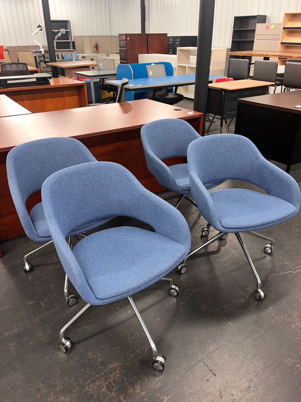 Blue Accent Chairs on Casters *4 Available