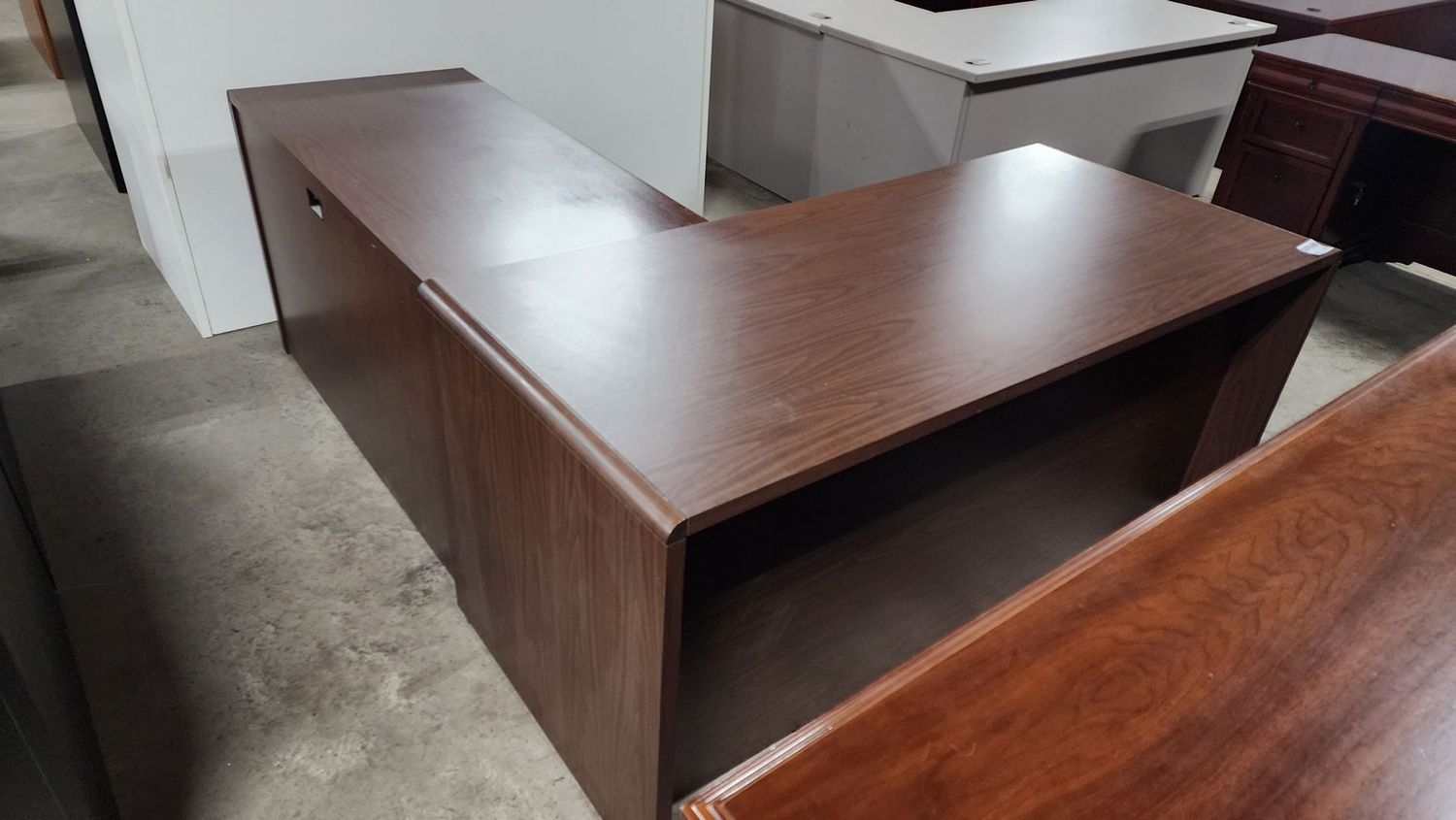 Mahogany Laminate L Desk we have (1 Left and 1 Right)