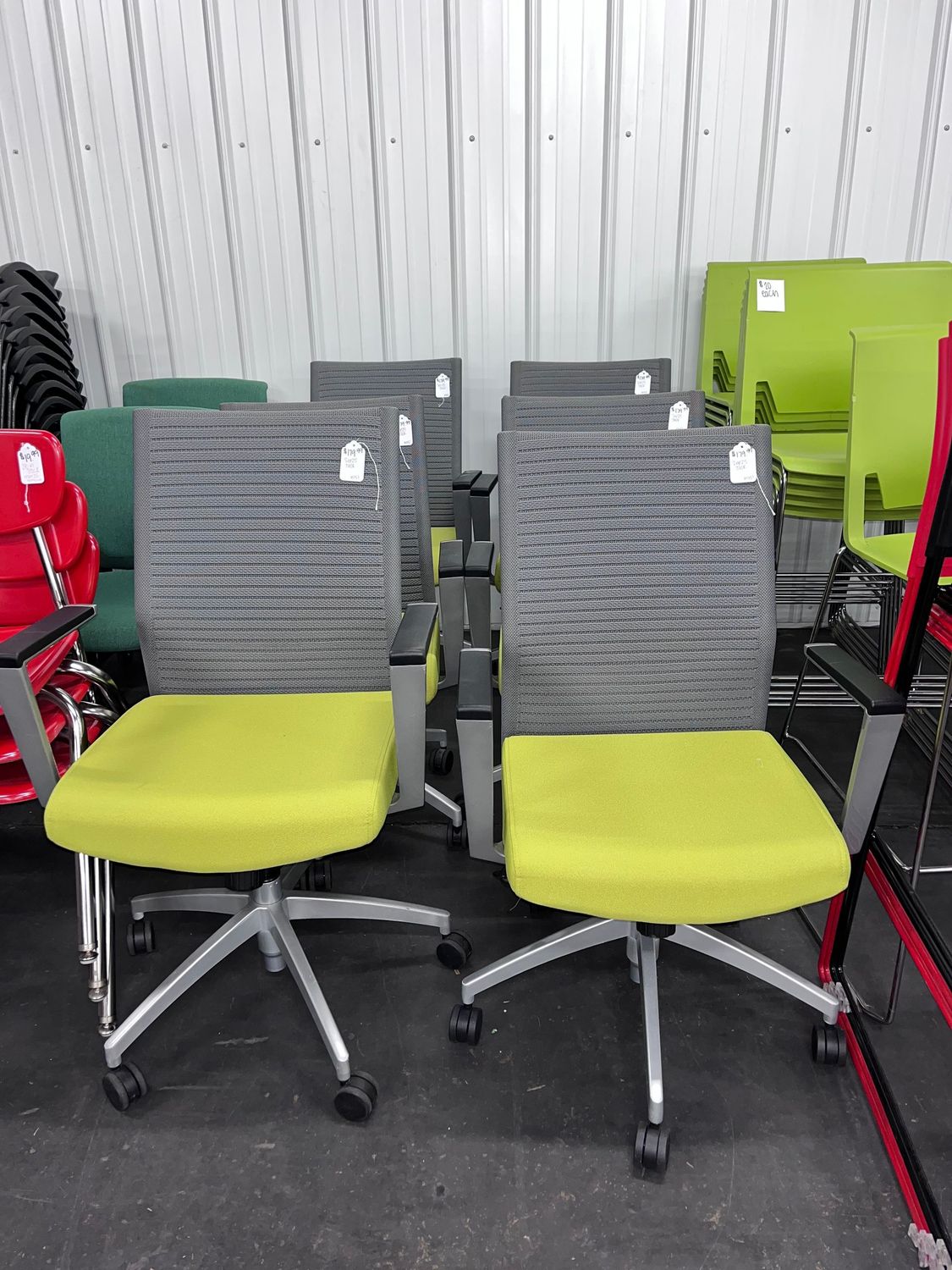 All Fabric, Metal Framed Task Chair Green/Gray *6 Available