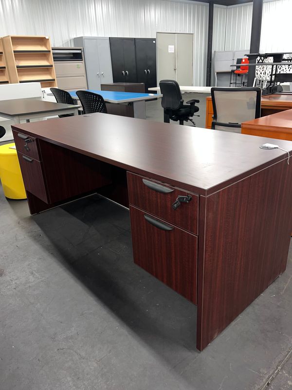 30X72 Double Ped Mahogany Desk