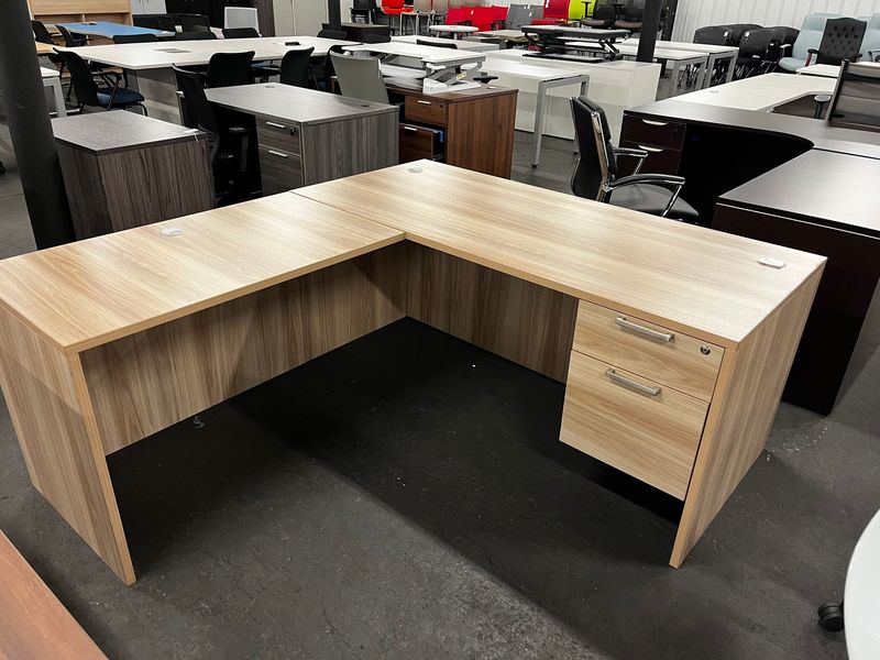66X72 American Elm L Desk *New/Overstock *Several Available