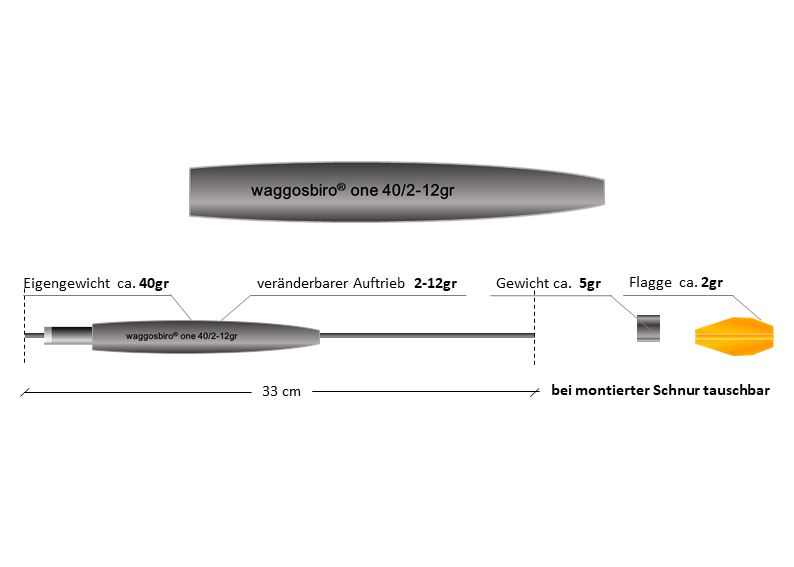 waggosbiro® one 40/2-12gr,  carbon grey