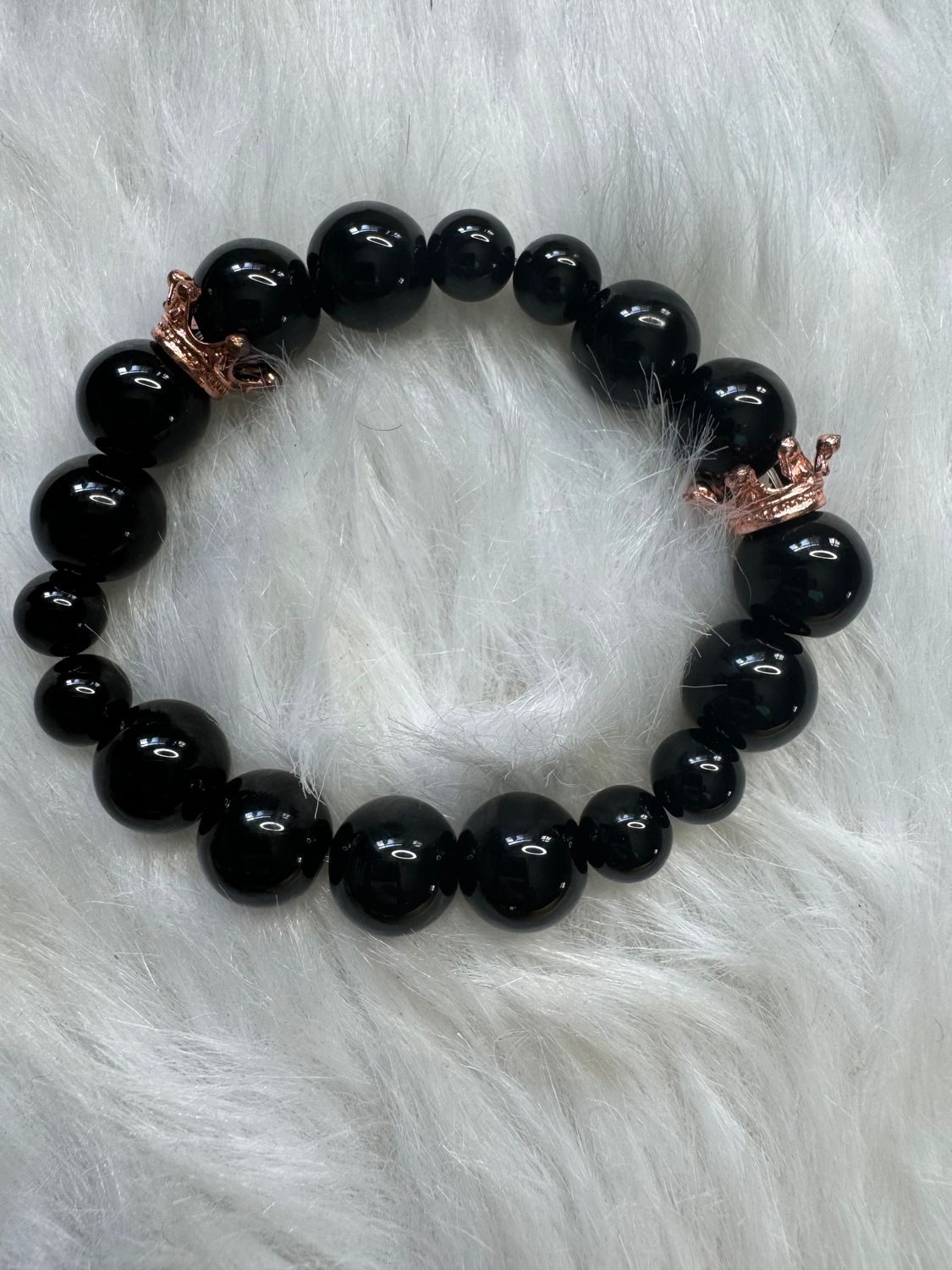 King &amp; Queen Black Onyx Crown Bracelet – Royalty Collection