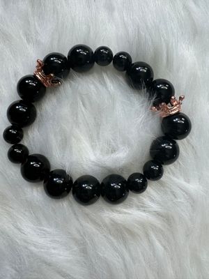 King &amp; Queen Black Onyx Crown Bracelet – Royalty Collection
