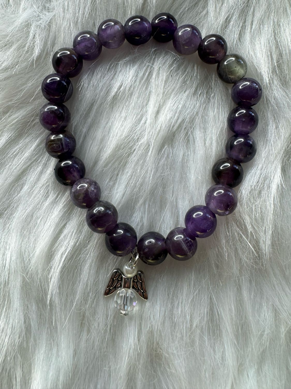 Amethyst Angel Charm Bracelet – Spiritual Protection &amp; Healing Energy Part of the Remember Me Collection