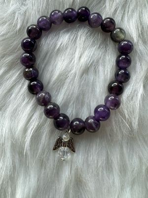 Amethyst Angel Charm Bracelet – Spiritual Protection &amp; Healing Energy Part of the Remember Me Collection