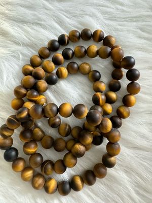 Natural Tiger’s Eye Matte Bead Bracelet – Grounding &amp; Protection