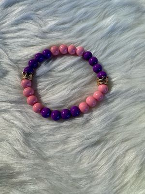 Purple &amp; Pink Crown Beaded Bracelet – Royalty Collection