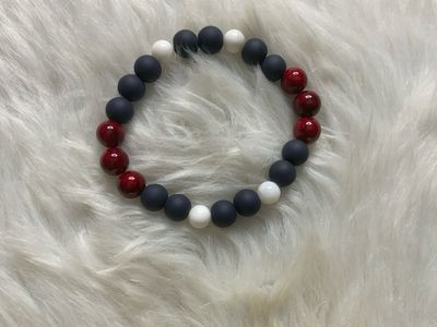 Patriotic Strength Bracelet – Red Jasper, Matte Onyx &amp; White Howlite