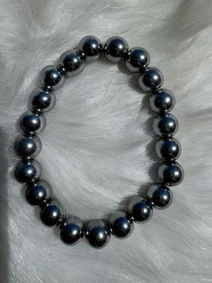 Hematite Grounding Bracelet – Root Chakra Protection, Focus &amp; EMF Shield | Unisex Stretch Crystal Bracelet