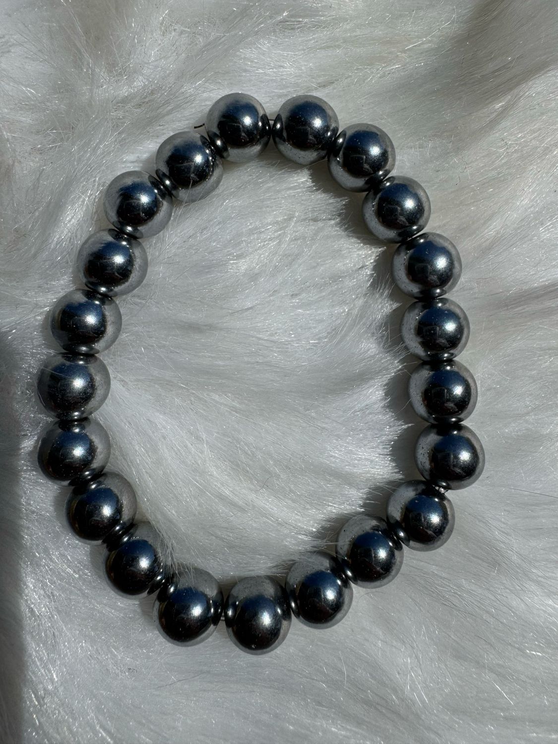 Hematite Grounding Bracelet – Root Chakra Protection, Focus &amp; EMF Shield | Unisex Stretch Crystal Bracelet