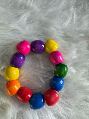Vibrant Wooden Bead Bracelet – Rainbow Colors | Felycia Designs