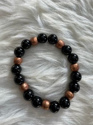 Black Onyx &amp; Copper Accent Bracelet – Strength &amp; Grounding