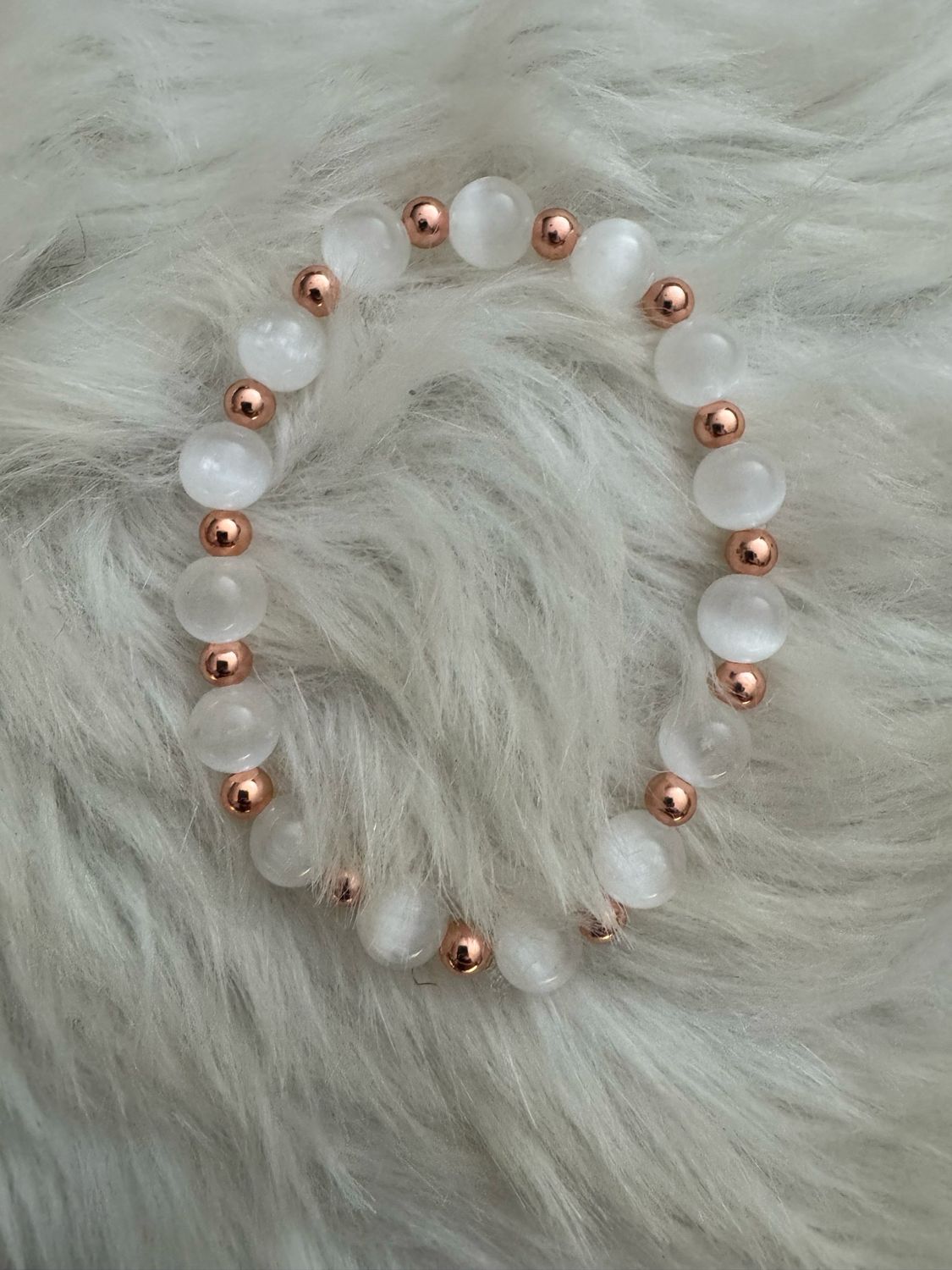 White Quartz &amp; Copper Energy Bracelet