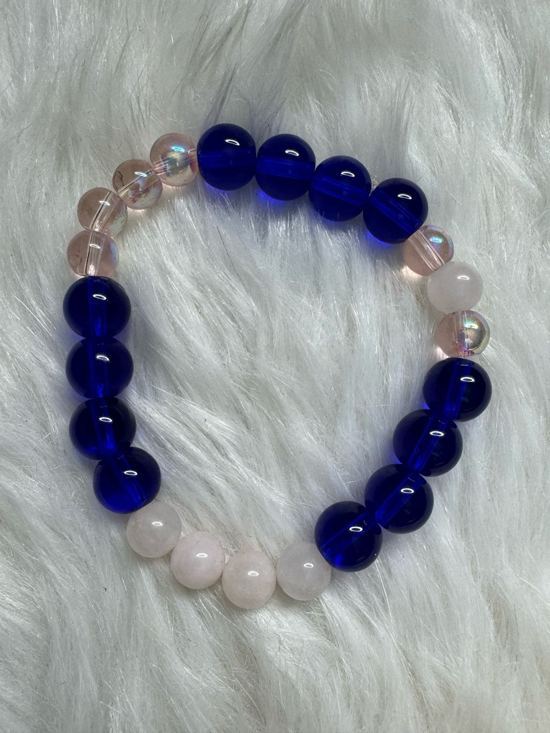 Harmony Glow Bracelet – Cobalt Blue, Rose Quartz &amp; Aura Glass Beads