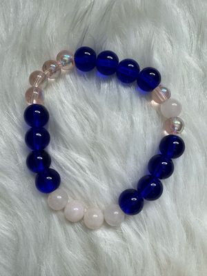 Harmony Glow Bracelet – Cobalt Blue, Rose Quartz &amp; Aura Glass Beads