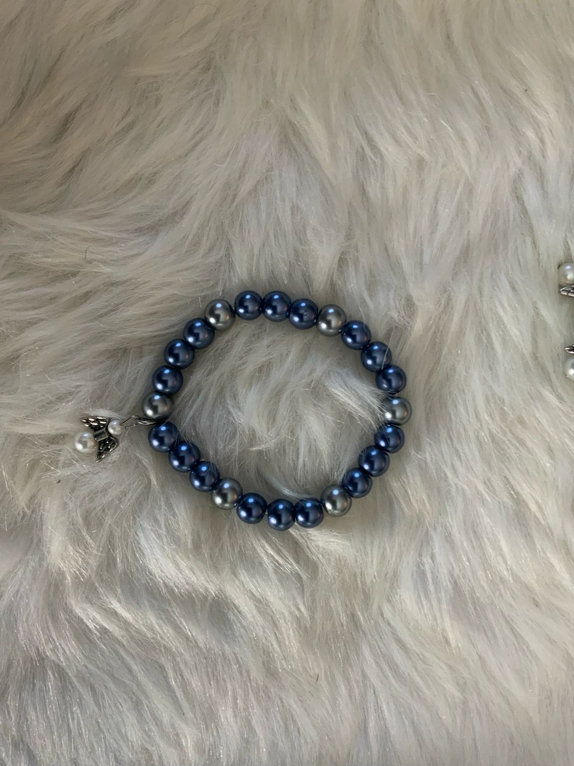 “Remember Me” Bracelet – Blue, Yellow, And Lime Green, Pearl Beads with Angel Charm