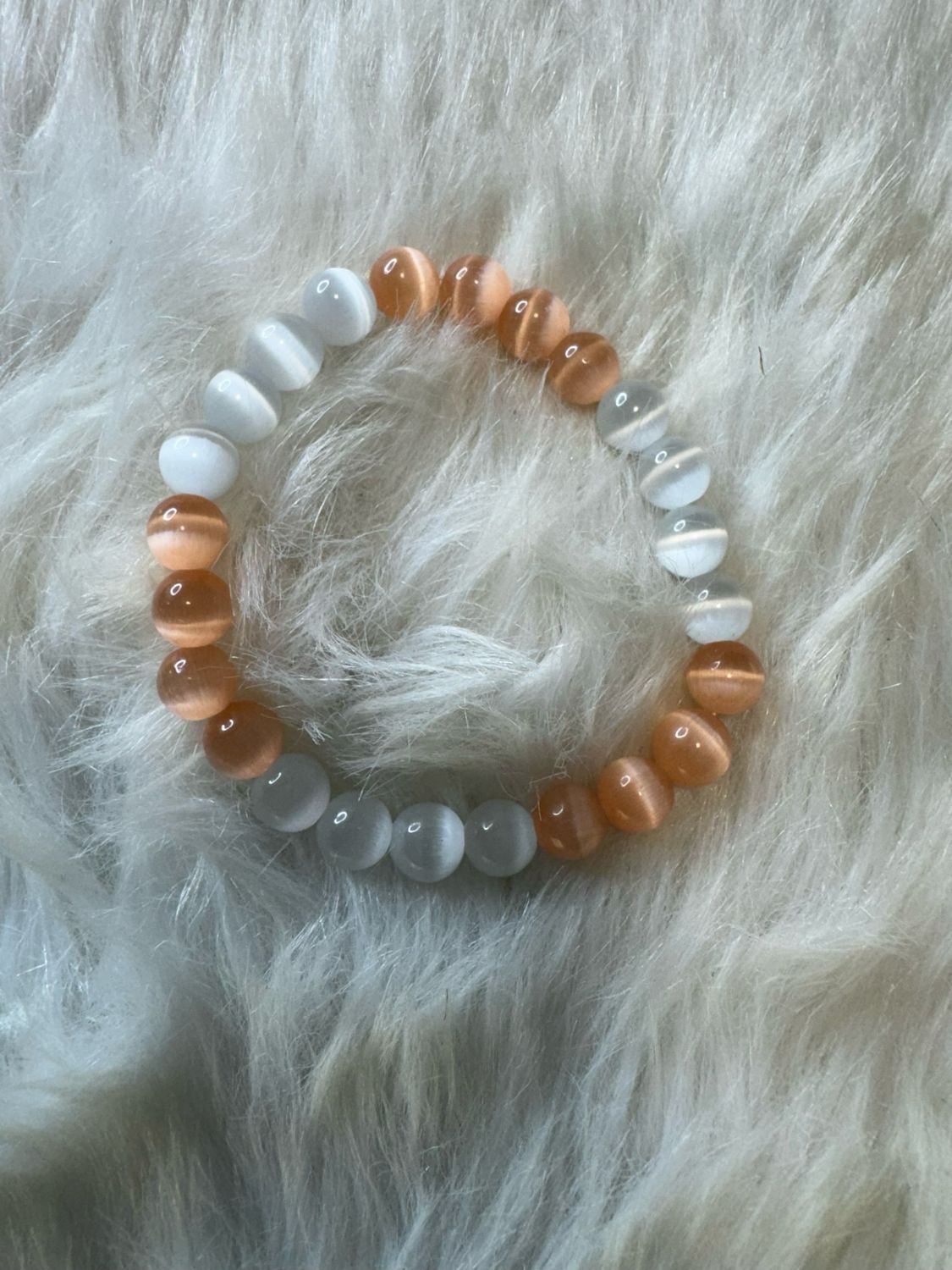 Peach &amp; Frost White Cat-Eye Bracelet – Cat Eye Collection