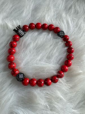 Red Howlite Crown Bracelet – Royalty Collection