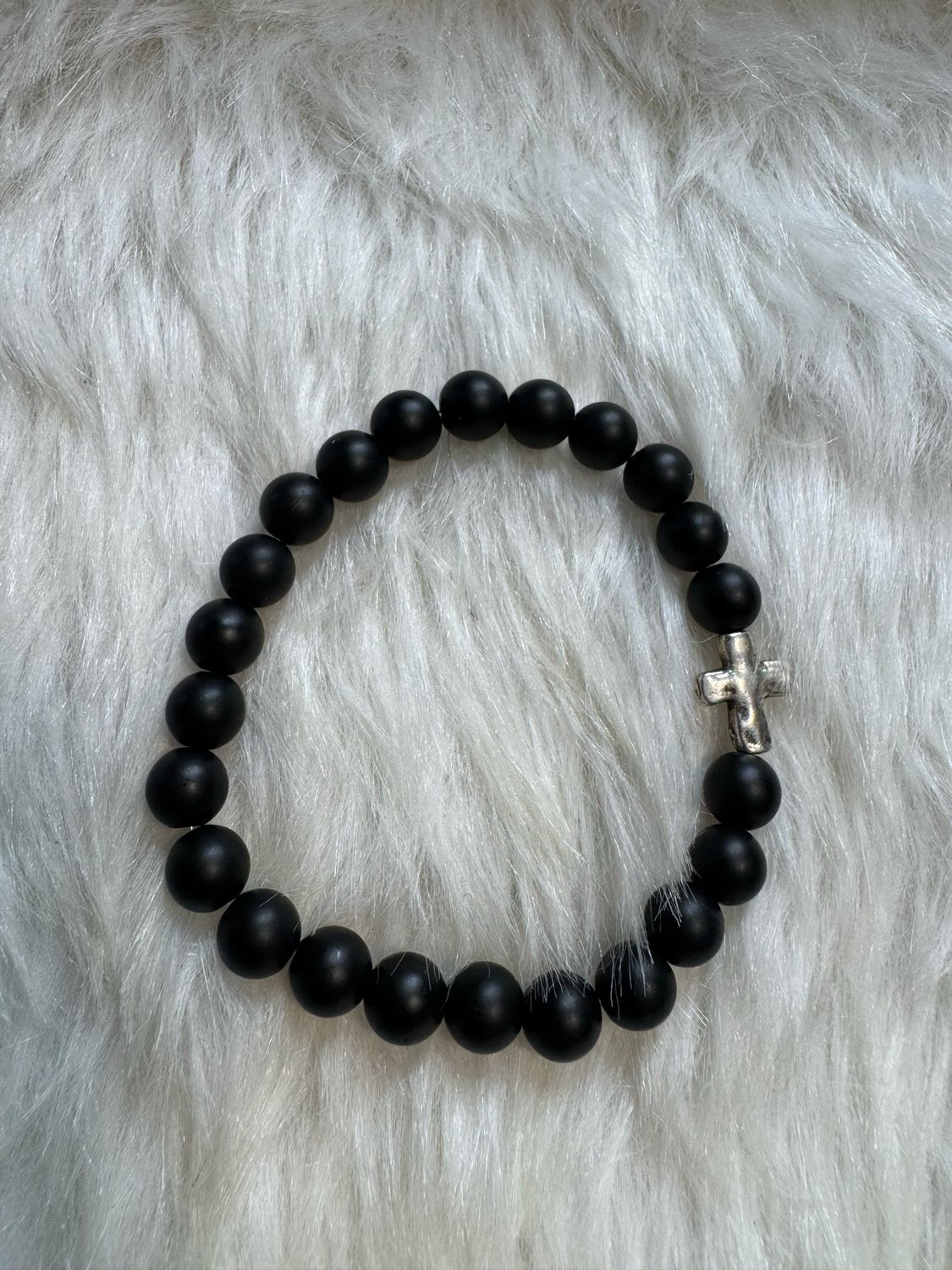Matte Black Onyx Cross Bracelet | God Got Us Collection