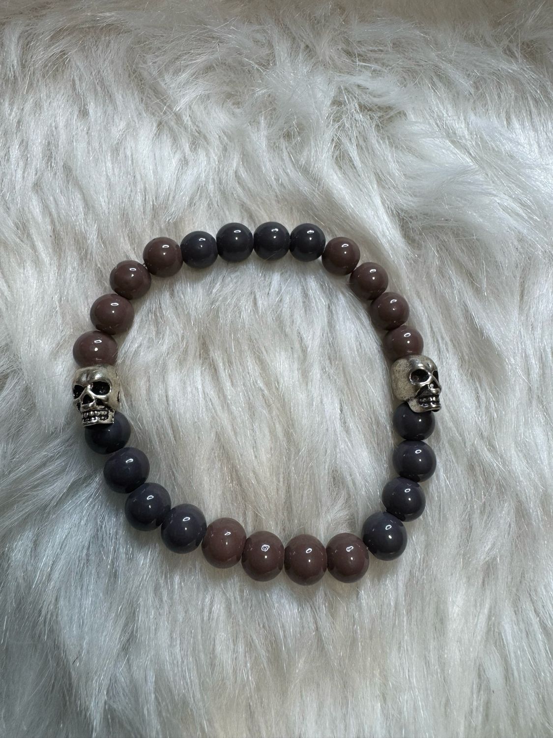 Two-Tone Jasper Skull Bracelet | Skull Collection