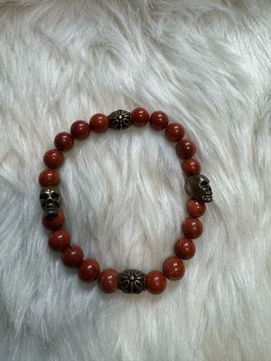 Rustic Red Jasper Skull Bracelet | Skull Collection