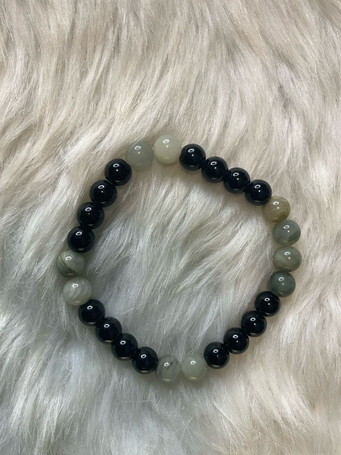 Black &amp; Gray Agate Balance Bracelet – Grounding, Focus &amp; Emotional Strength