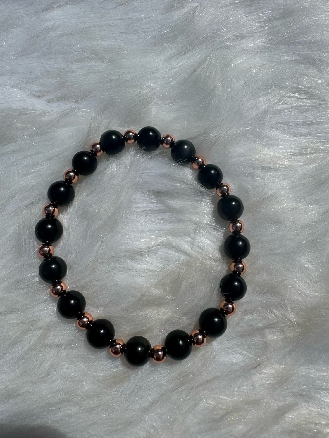Black Obsidian &amp; Copper Hematite Bracelet – Grounding &amp; Strength 🖤 Balance. Power. Protection. 🖤