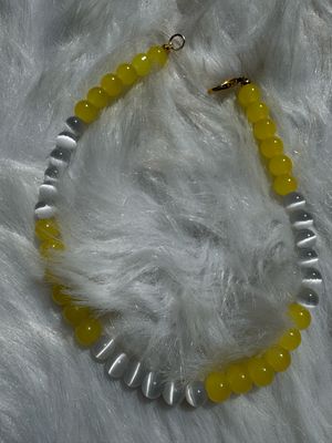 Yellow &amp; White Bright Balance Anklet – Felycia Designs