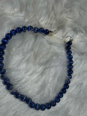 Midnight Blue Cat Eye Anklet – Protective Elegance for Every Step