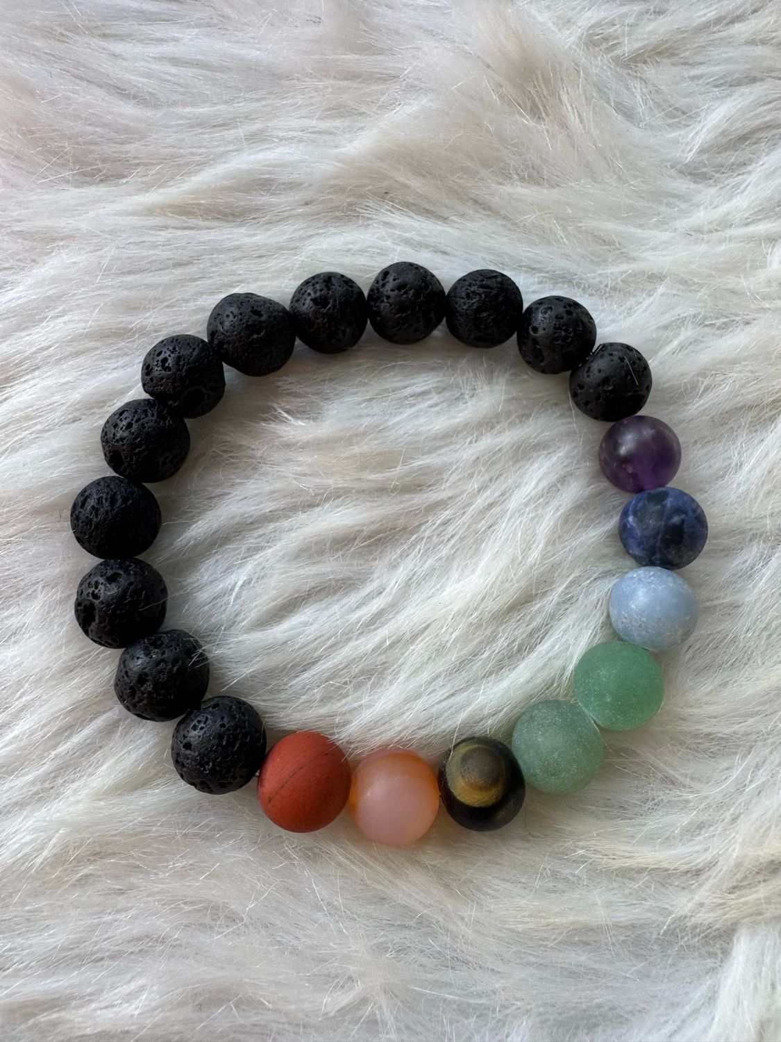 Matte Chakra Lava Stone Bracelet – Grounding Strength &amp; Energy Alignment
