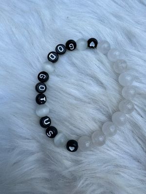 God Got Us – Clear Quartz &amp; Message Bead Bracelet