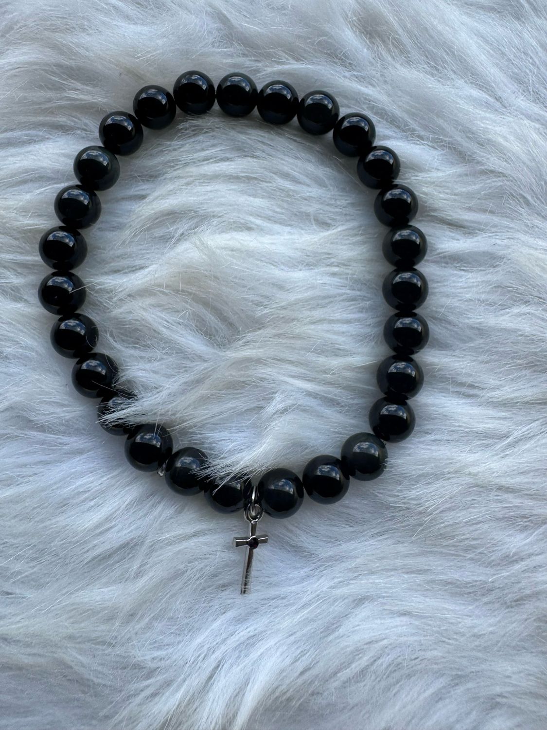 Black Obsidian Cross Bracelet – God Got Us Collection