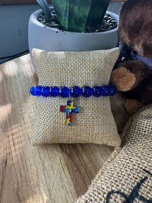 Autism Awareness Bracelet with Puzzle Piece Cross Charm