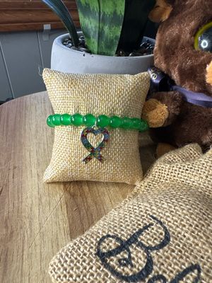 Autism Awareness Ribbon &amp; Heart Charm Bracelet