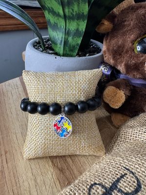🧩 Autism Awareness Charm Bracelet – Classic Round Puzzle Pendant