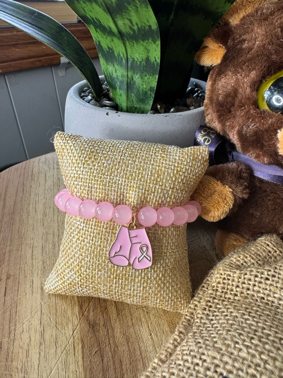 🥊 Pink Boxing Gloves Bracelet – Fighter’s Spirit Edition - Cancer Awareness Collection