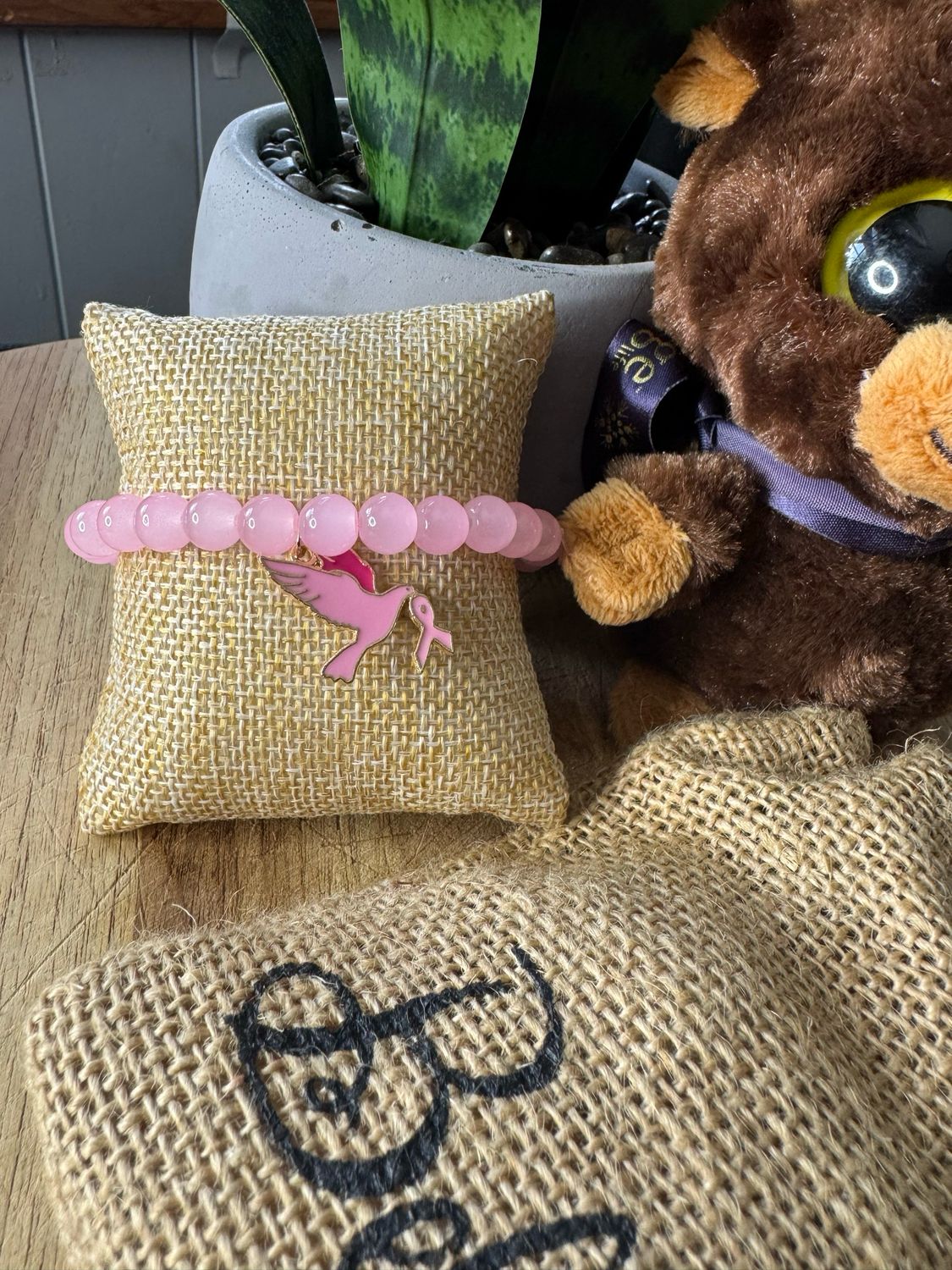 🕊️ Pink Ribbon Dove Bracelet – Hope Takes Flight - Cancer Awareness Collection