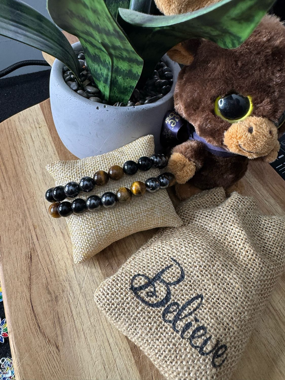 Triple Protection Bracelet – Tiger Eye, Black Obsidian &amp; Hematite
