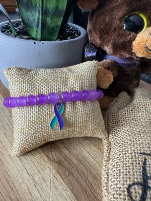 🎗️ Classic Awareness Ribbon Bracelet (Teal + Purple)
