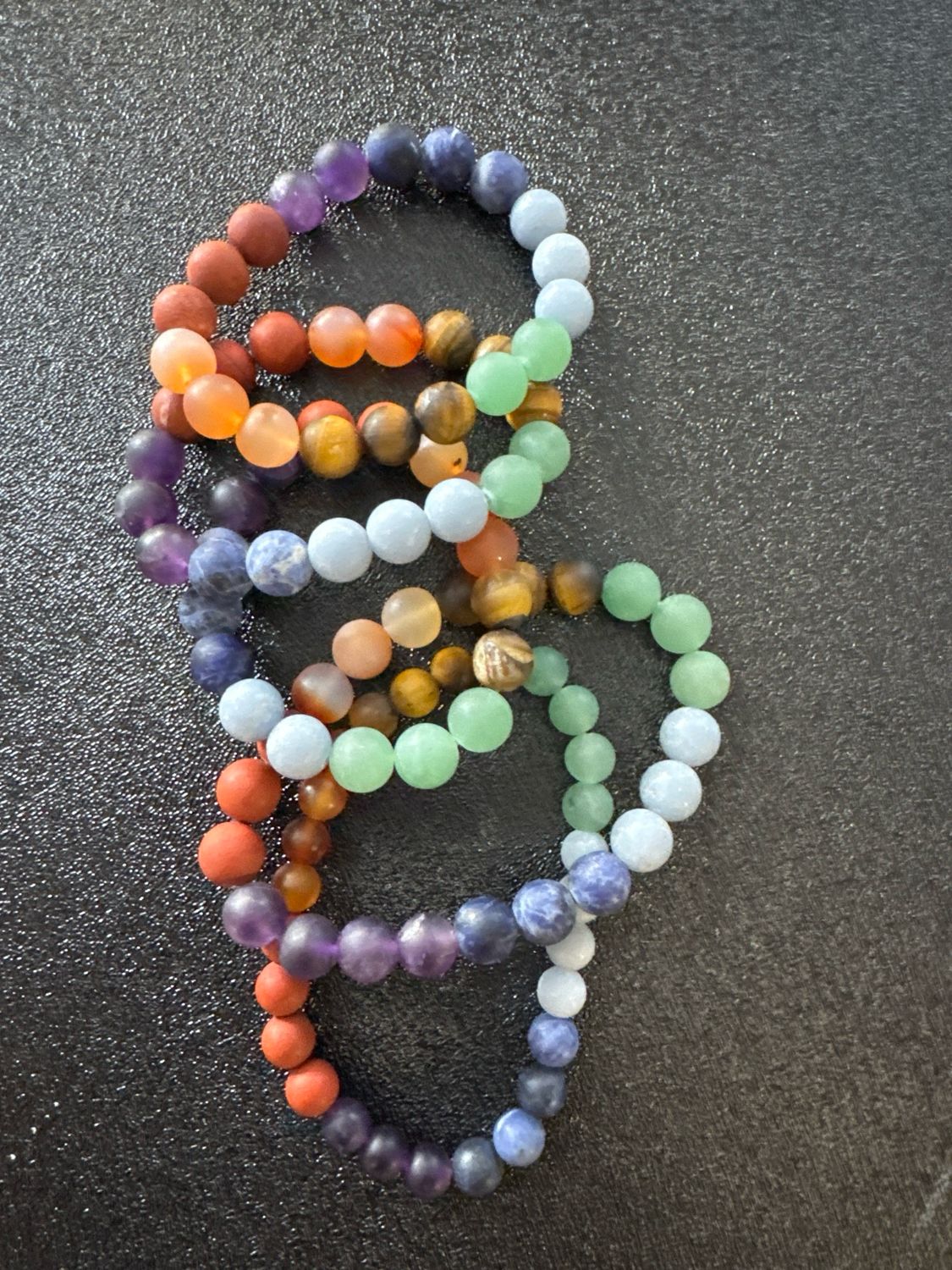 Matte 7-Chakra Gemstone Bracelet Set – Balance, Energy &amp; Alignment
