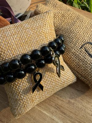 🖤 Black Awareness Ribbon Bracelet – Remembrance Support