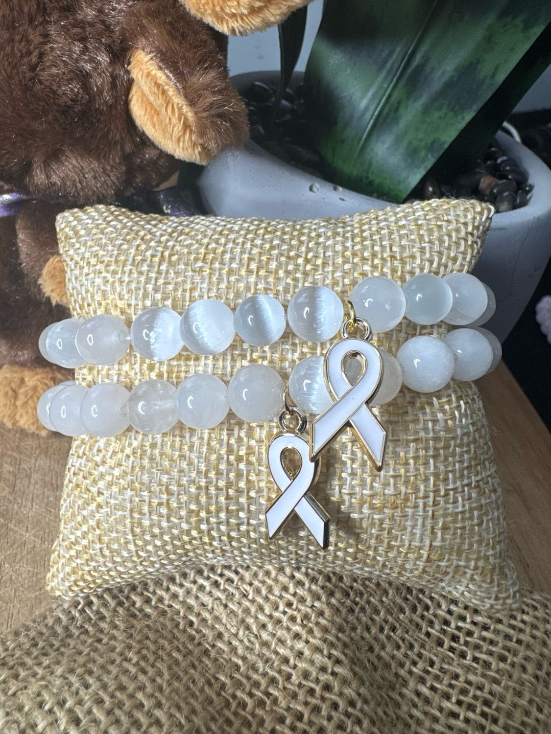 🤍 White Awareness Ribbon Bracelet Set – Honor, Remembrance &amp; Hope