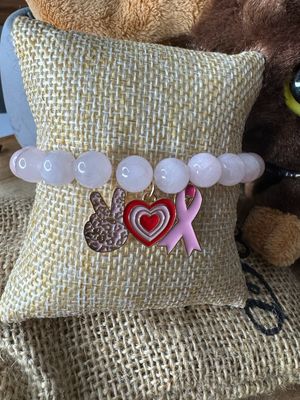 Rose Quartz Peace, Love &amp; Pink Ribbon Bracelet – Healing, Hope &amp; Strength
