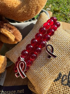 Burgundy Awareness Ribbon Bracelet