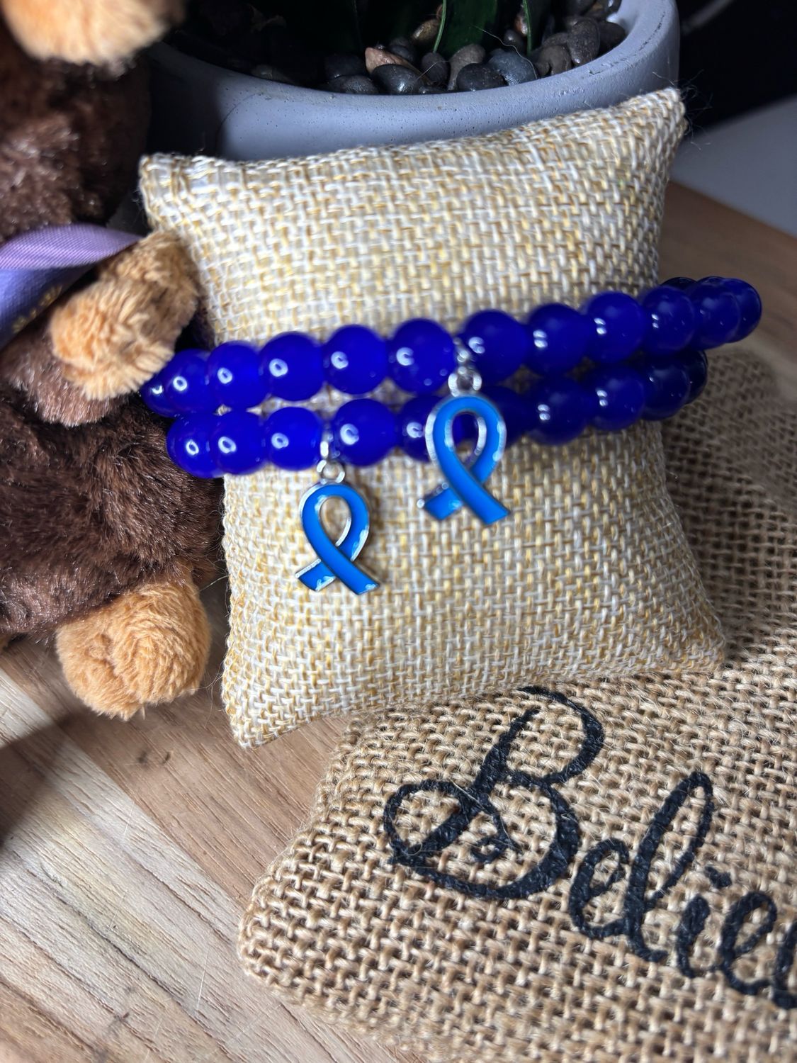 Dark Blue Awareness Ribbon Bracelet